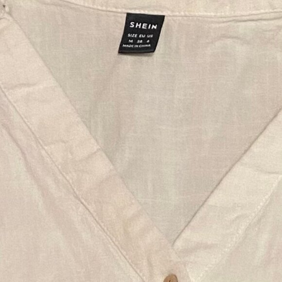 Shein Linen-Blend Cropped Button-Up Shirt – Size M (Casual Summer Style) - Picture 7 of 7